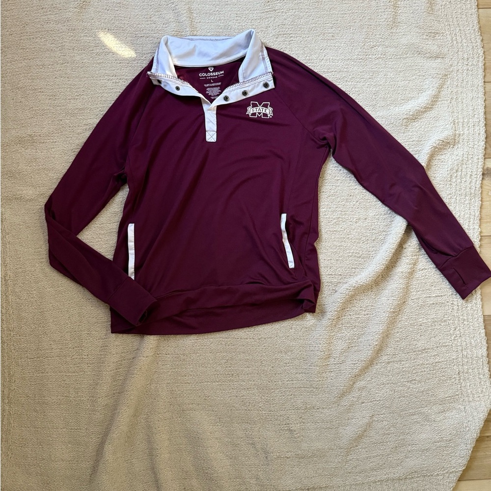 Colosseum Women's Maroon and White Pullover